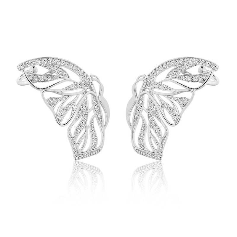 Fly Butterfly White Gold Earring Plated AND  Yellow Gold