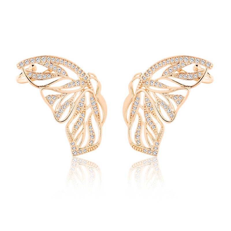 Fly Butterfly White Gold Earring Plated AND  Yellow Gold