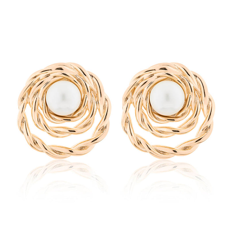 Lorena Stud Pearl Earrings In Gold