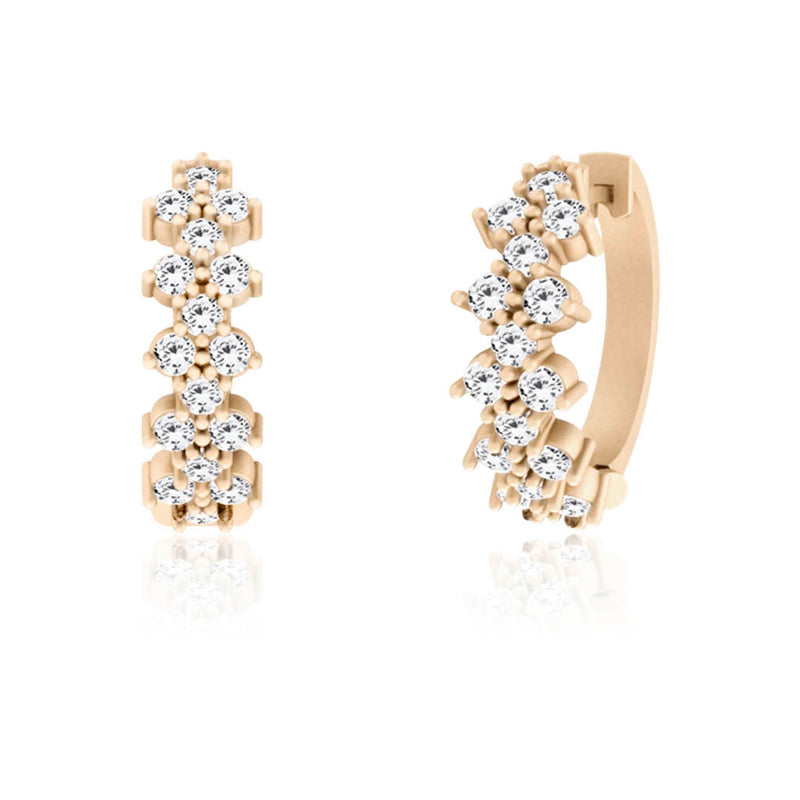 Shine Huggies Earrings In Gold with zirconia