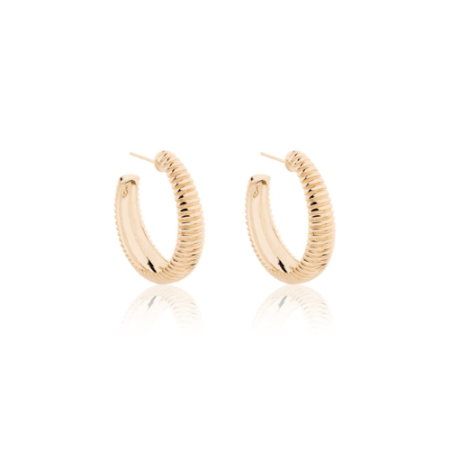 Laura Hoop with texture Medium Earring In Gold