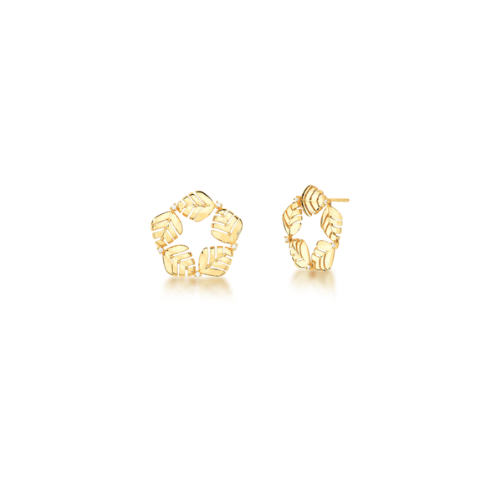 Round Leaves earrings 18k Gold Plated