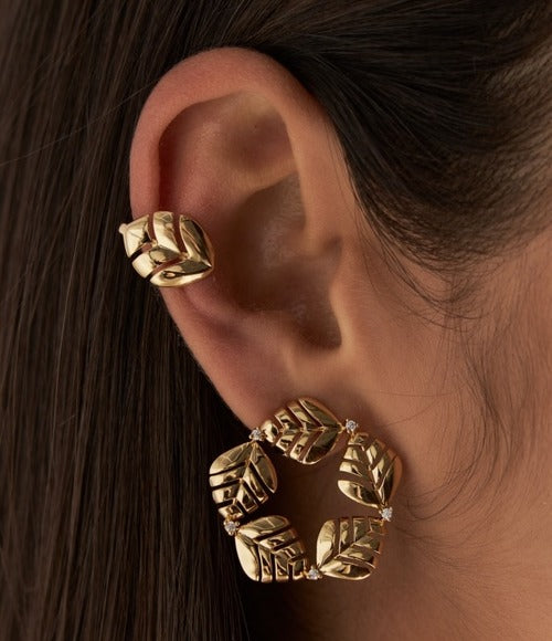 Round Leaves earrings 18k Gold Plated